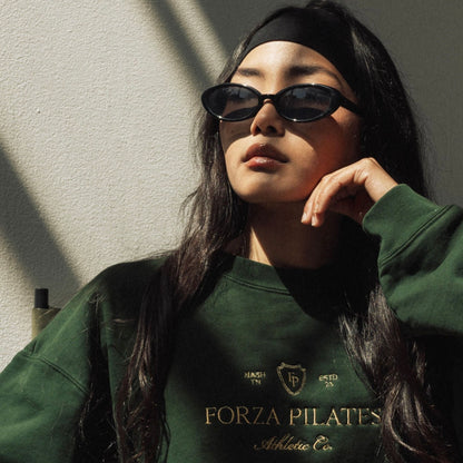 GREEN AND GOLD EMBROIDERED CREW